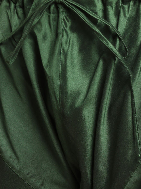 VASTRAMAY Men's Green Cotton Silk Blend Kurta and Pyjama Set
